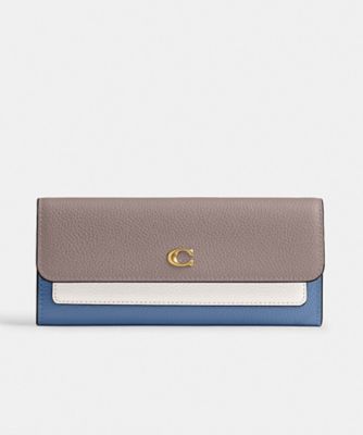 【極美品】コーチ　長財布　レザー　ブロックカラー　ロングフラップ COACH】 ミラ ロング フラップ ウォレット・カラーブロック (Coach/長